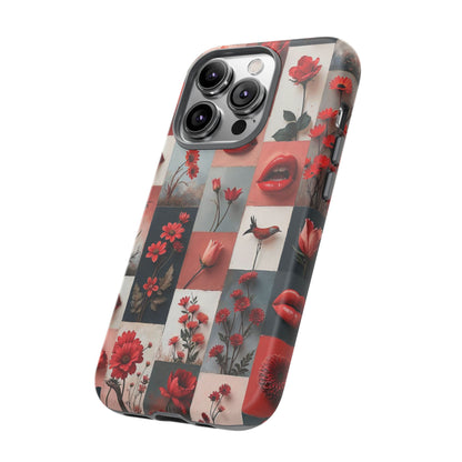 Red Flowers & Lips Collage Phone Case