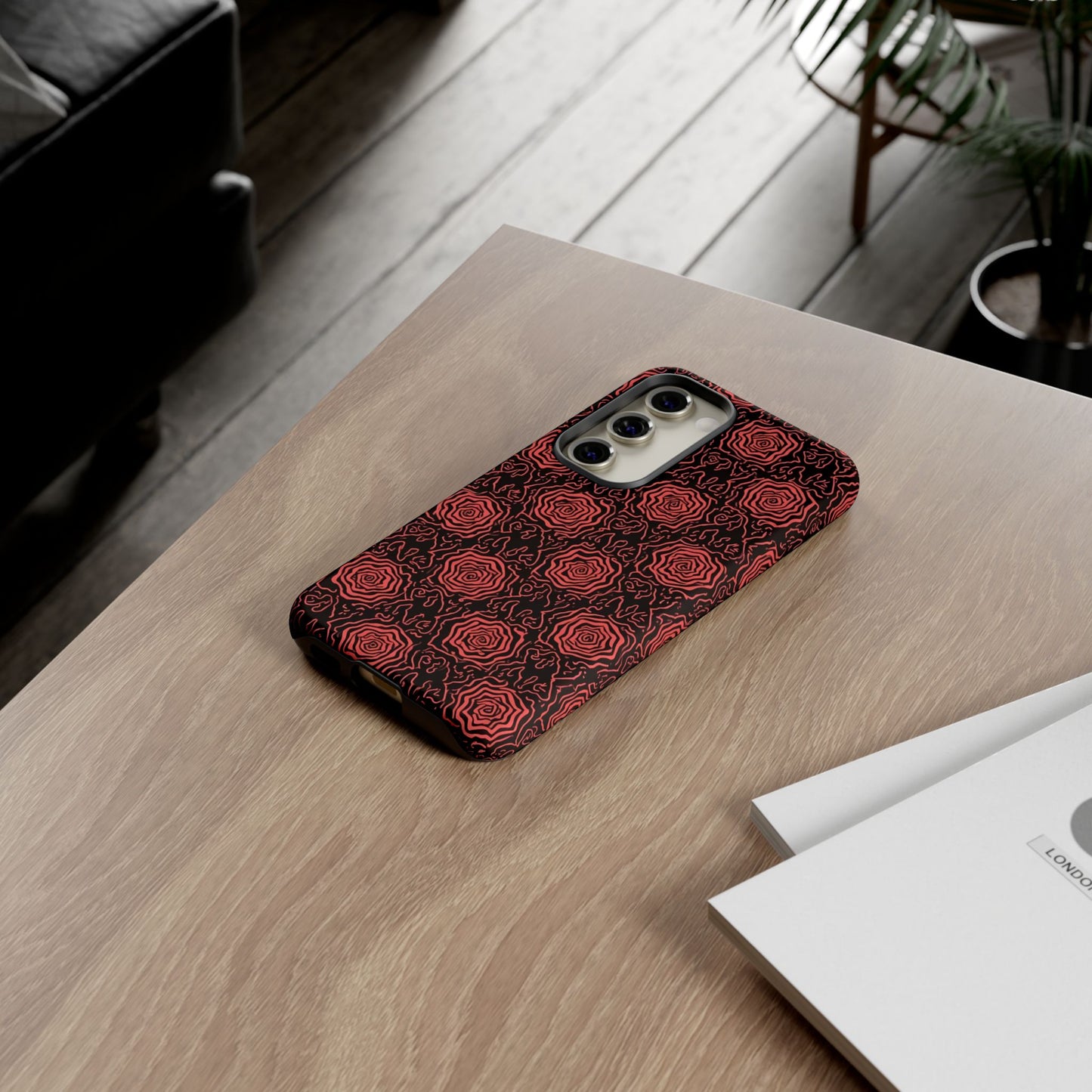 Red roses abstract geometric seamless pattern design