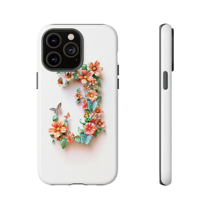 Floral Letter J Phone Case – Personalized Aesthetic Cover for iPhone, Samsung & Google Pixel