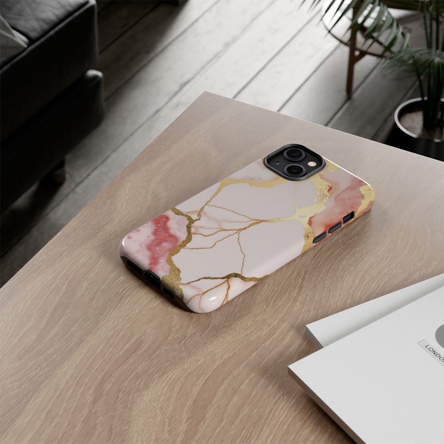 Beautiful Pink Minimal Marble Case Design