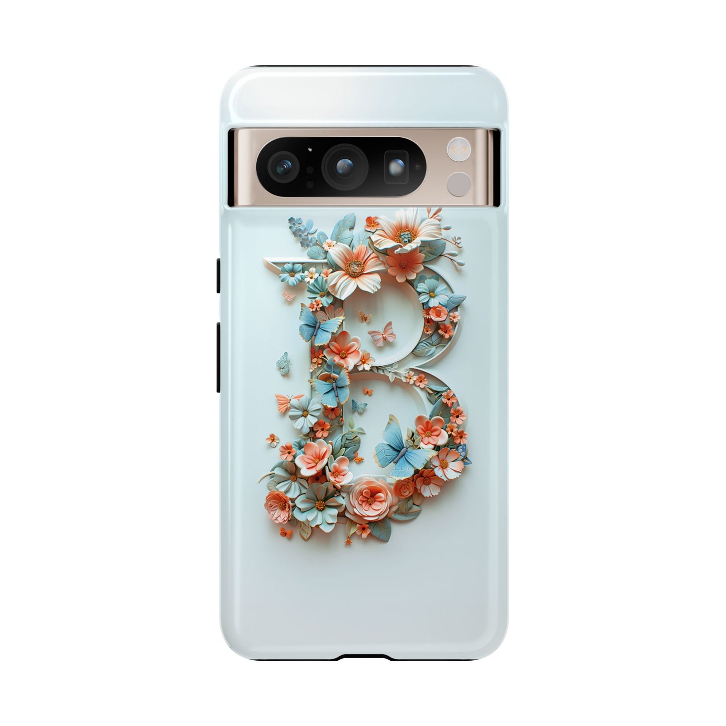 Floral Letter B Phone Case – Personalized Aesthetic Cover for iPhone, Samsung & Google Pixel