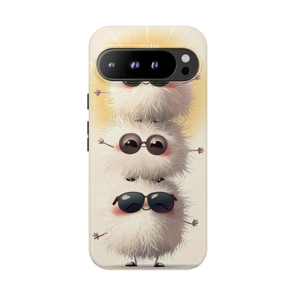 Stacked Fluff Squad Phone Case – Kawaii Anime Creatures with Sunglasses, iPhone, Samsung & Google Pixel Case