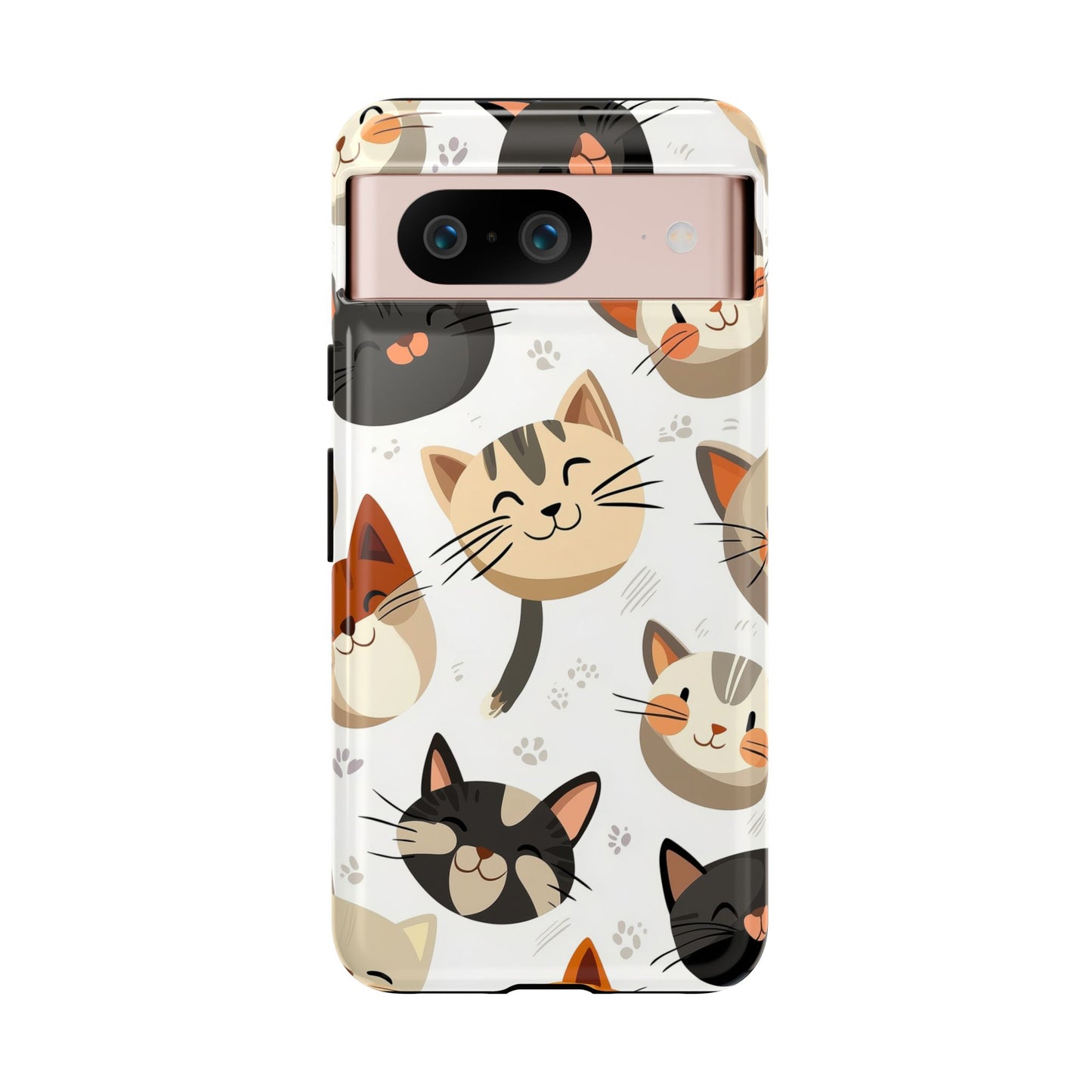 Cute Cat Faces Phone Case – Kawaii Anime Style for iPhone, Samsung & Google Pixel, Fun and Playful Cat Design