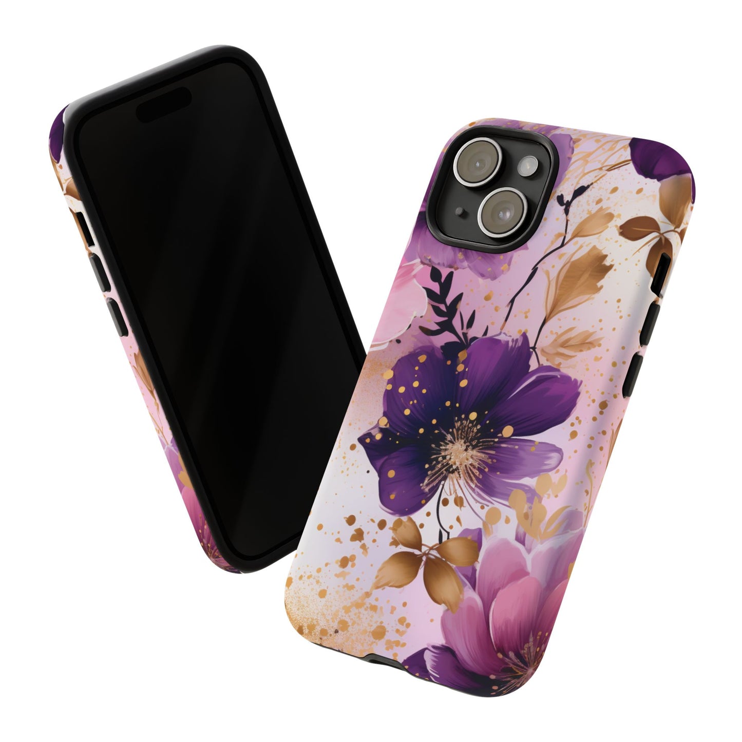 Luxury Purple & Gold Floral Aesthetic Mobile Case
