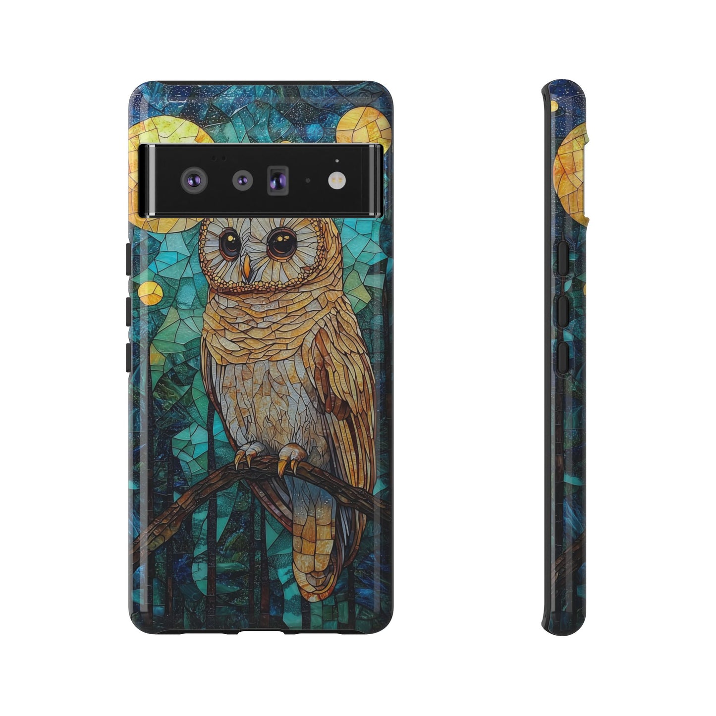 Nocturnal Wisdom – Stained Glass Owl Phone Case for iPhone, Samsung & Pixel
