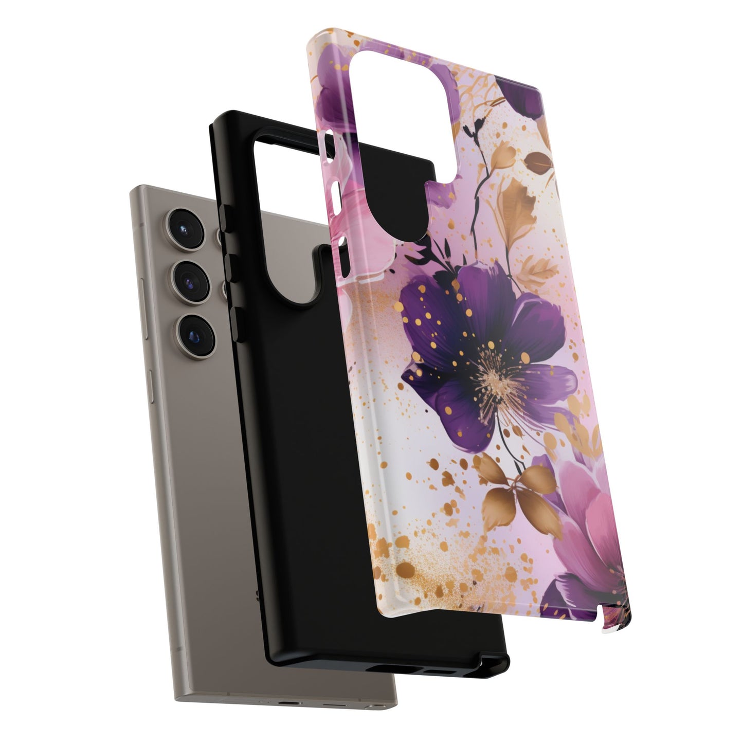 Luxury Purple & Gold Floral Aesthetic Mobile Case