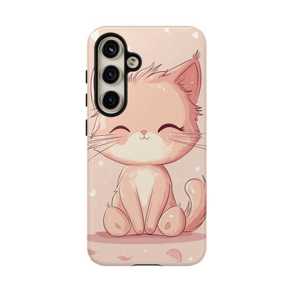 Kawaii Blush Kitty – Chibi Anime Cat Phone Case for iPhone, Samsung & Pixel