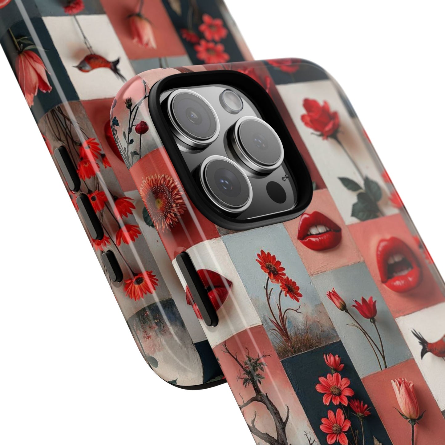 Red Flowers & Lips Collage Phone Case
