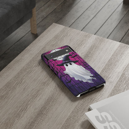 Stylized Halloween Illustration of a Ghost in Stained Glass  phone case design.