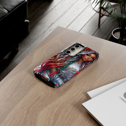 Festive Boho Queen – Holiday Glow & Candy Cane Braids Mobile Cover
