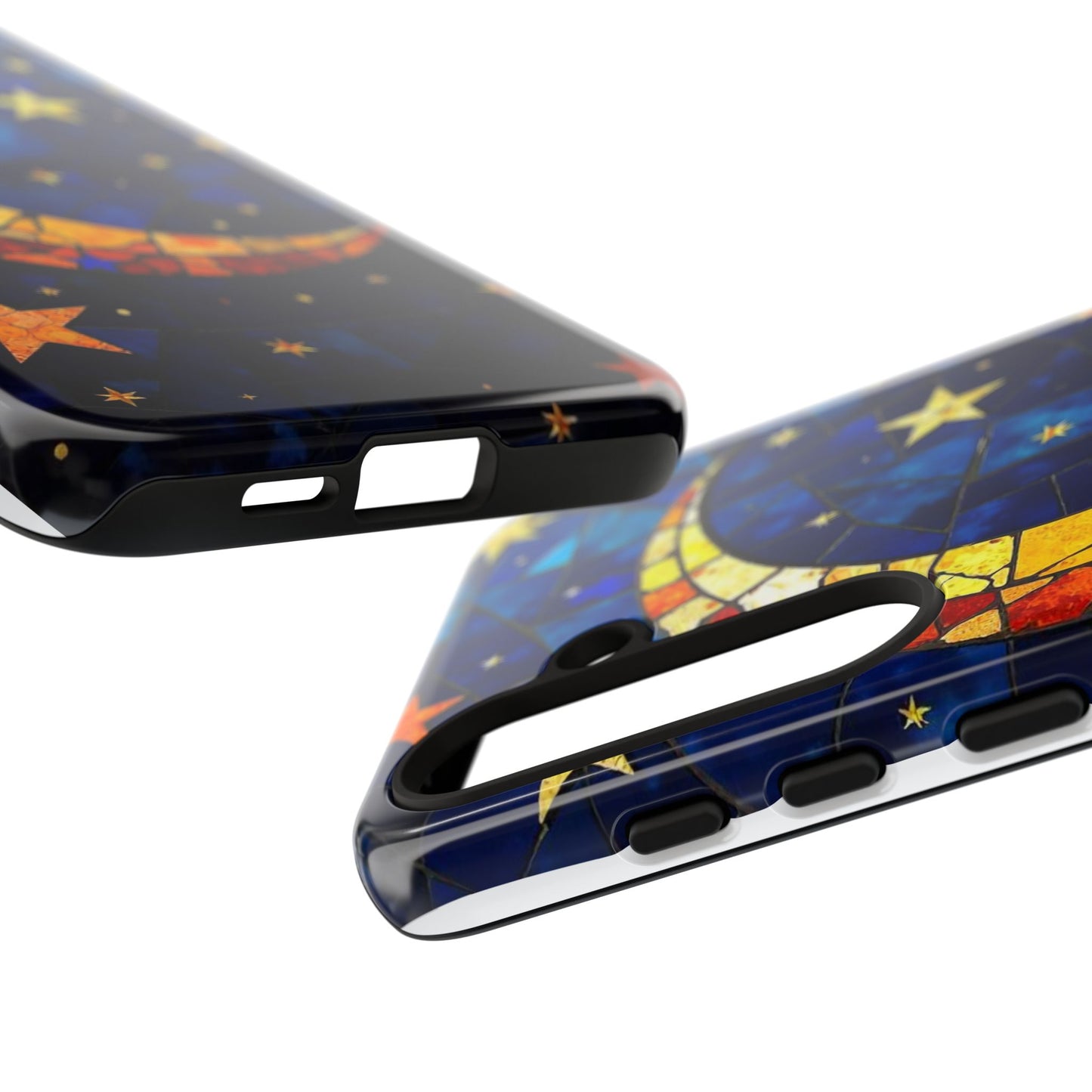 Celestial Crescent: Vibrant Moon and Stars Phone Case