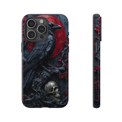 Gothic Sculpture Of Raven On Charcoal Tree Branch phone case design