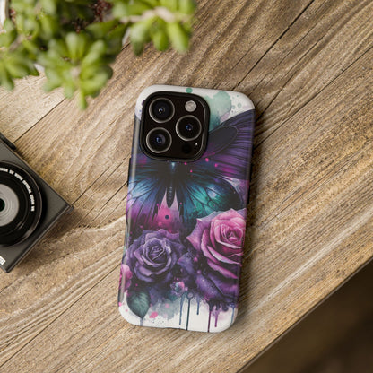 Mystic Bloom – Vibrant Butterfly & Rose Art Mobile Cover