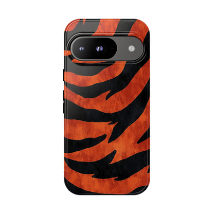 Fiery Orange & Black Tiger Stripes Phone Case for iPhone, Samsung & Google Pixel