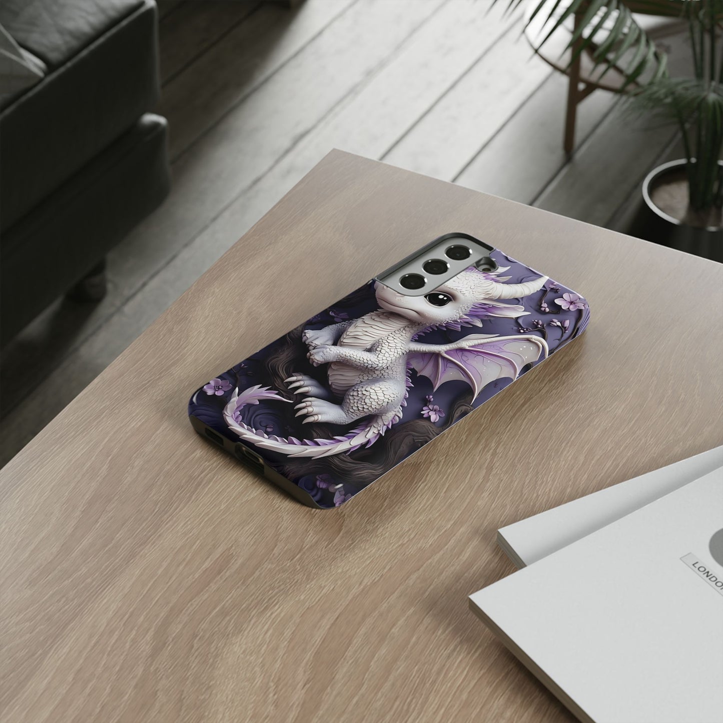 Charming Young Dragon on a Branch Phone Case Design