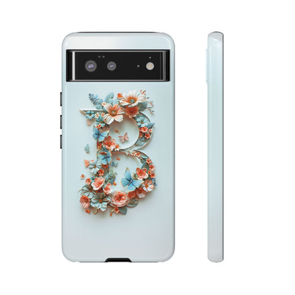 Floral Letter B Phone Case – Personalized Aesthetic Cover for iPhone, Samsung & Google Pixel
