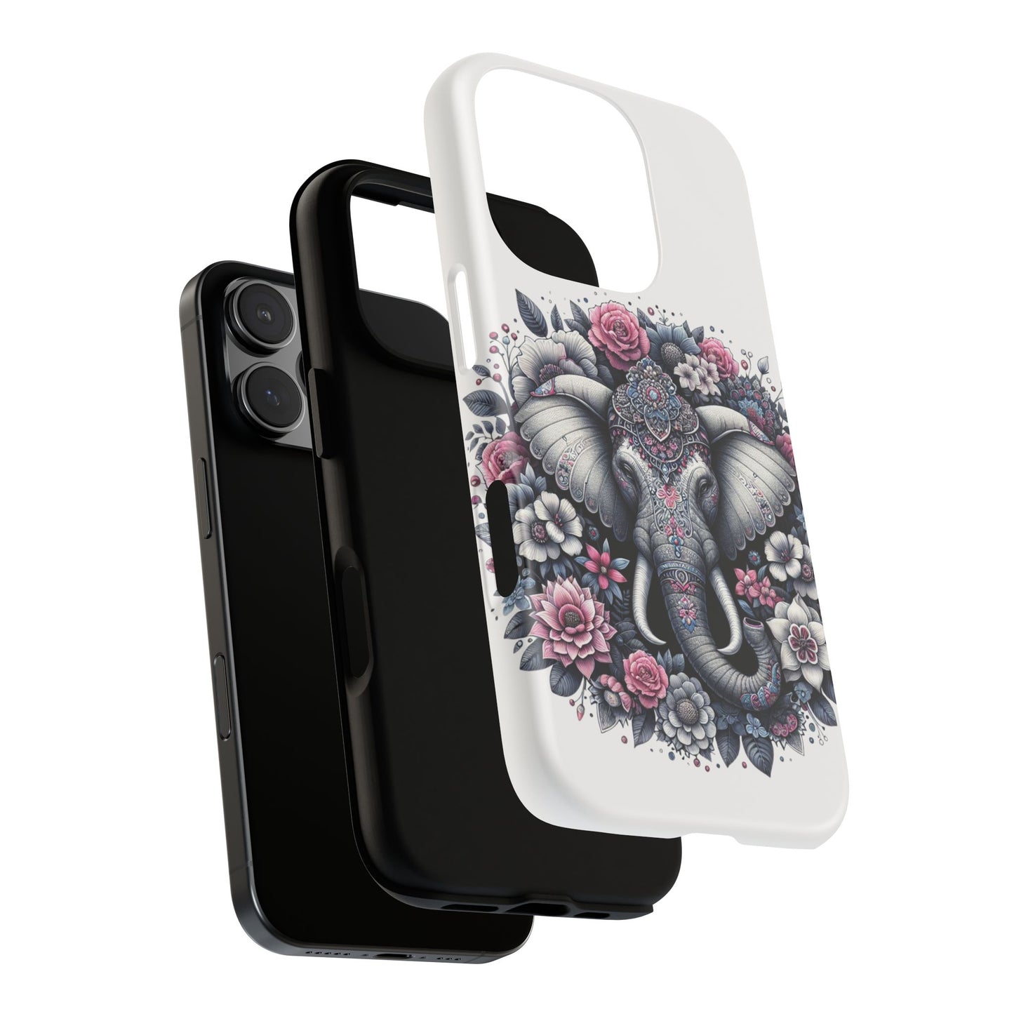 Ornate Floral Elephant Mobile Cover – Elegant Bohemian Art