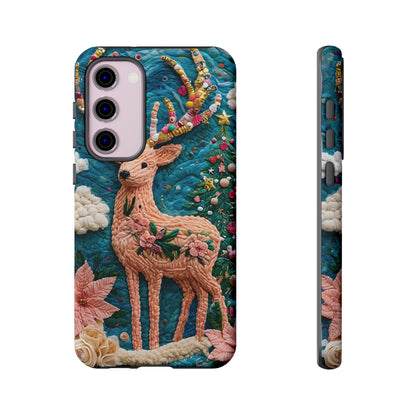 Whimsical Textile Art Featuring Intricate Peach-Colored Deer phone case design.