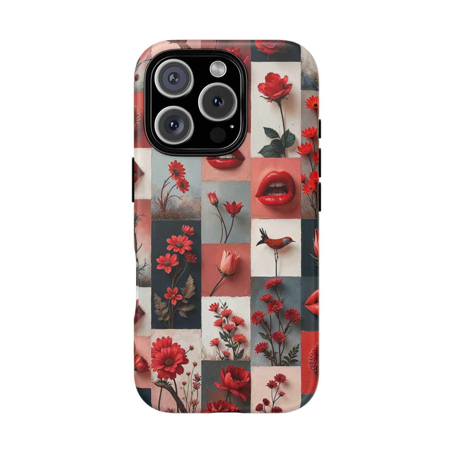 Red Flowers & Lips Collage Phone Case