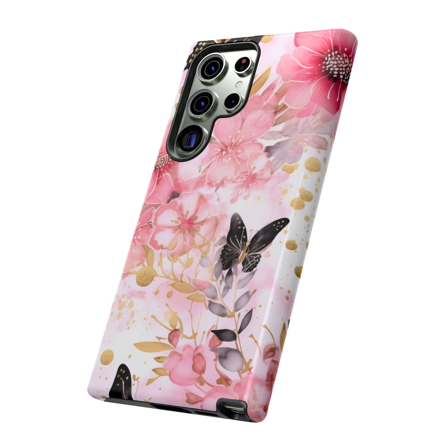 Pink Blossom & Gold Butterfly Mobile Case