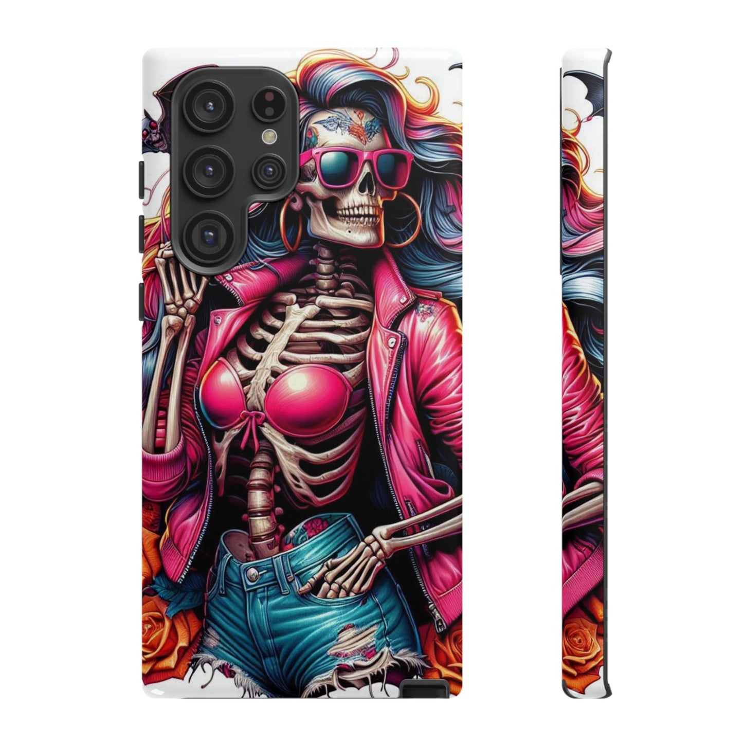 Neon Bones – Retro Skeleton & Vibrant Punk Aesthetic Mobile Cover