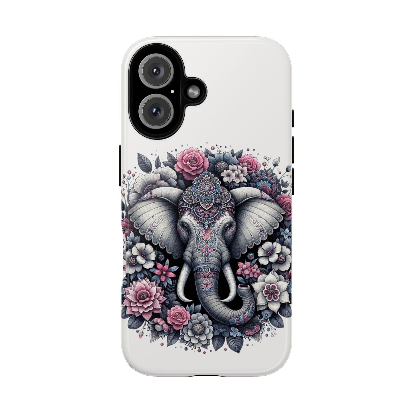 Ornate Floral Elephant Mobile Cover – Elegant Bohemian Art