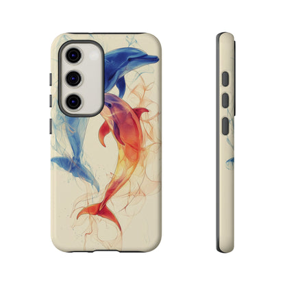Elemental Dolphins: Fire & Water Fusion Phone Case for iPhone, Samsung & Pixel
