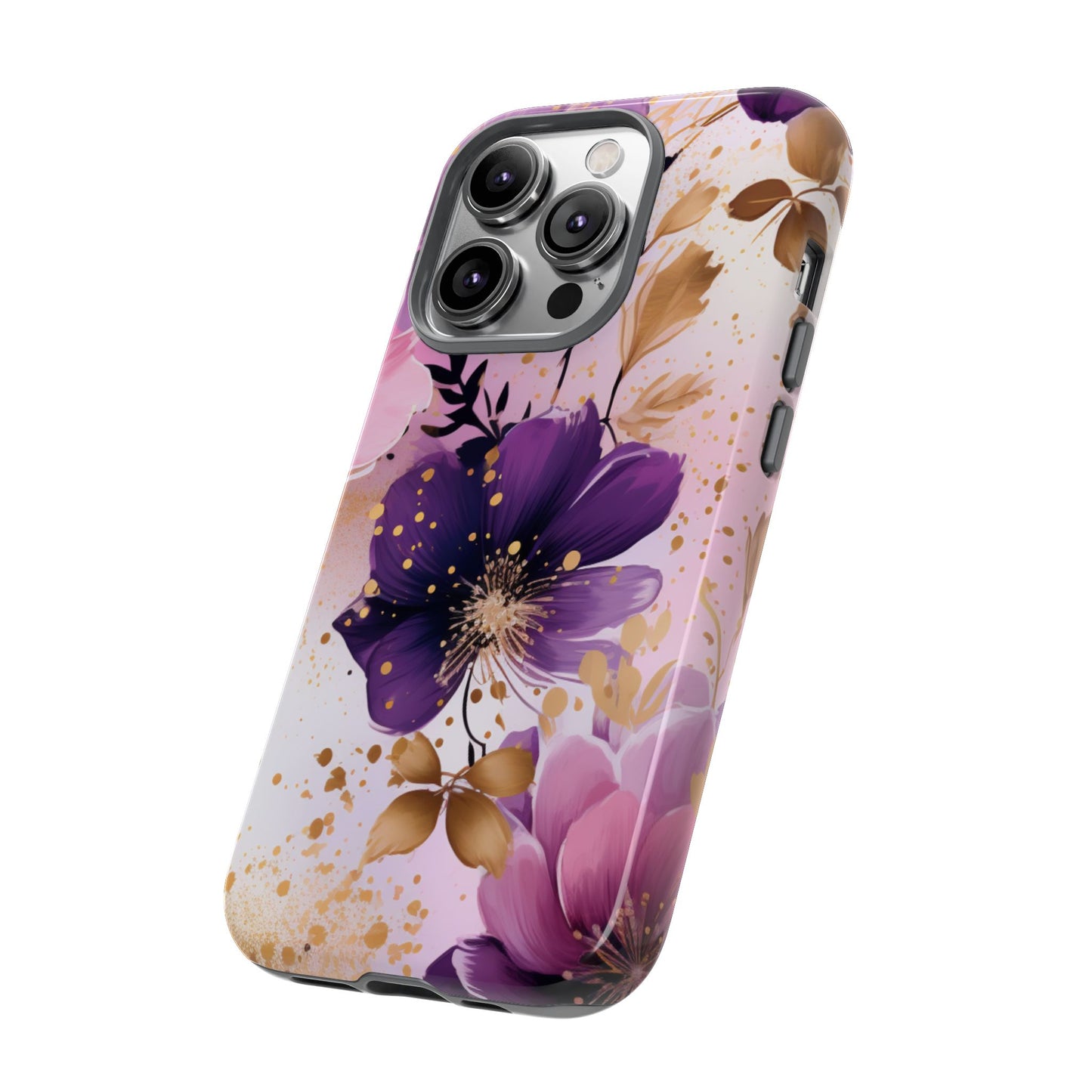 Luxury Purple & Gold Floral Aesthetic Mobile Case