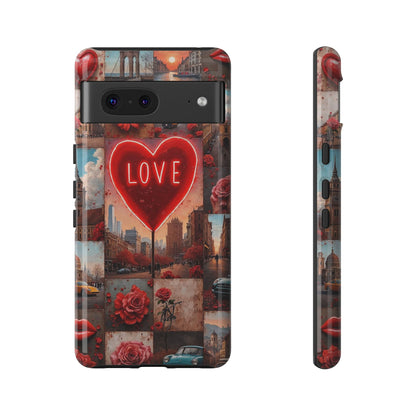 Neon Love Heart & Rose Phone Case