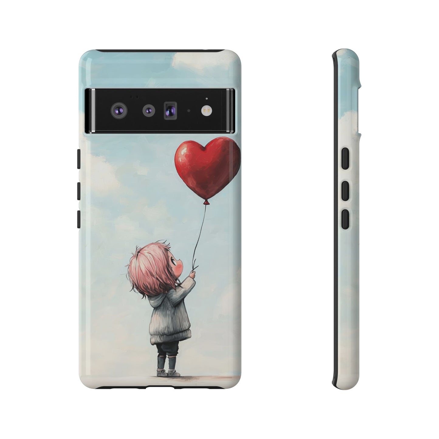 Anime Heart Balloon Phone Case – Dreamy & Cute Art for iPhone, Google Pixel & Samsung