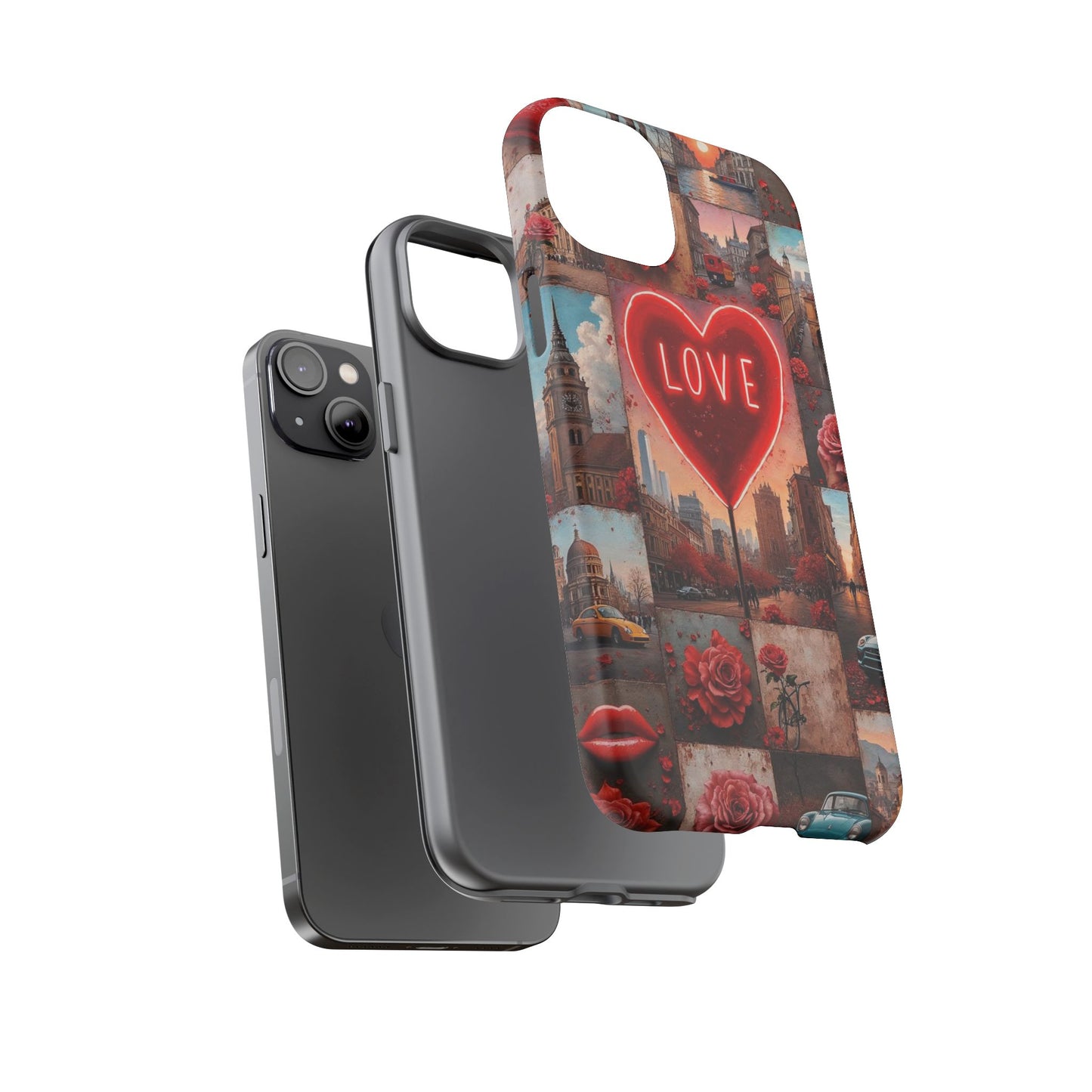 Neon Love Heart & Rose Phone Case
