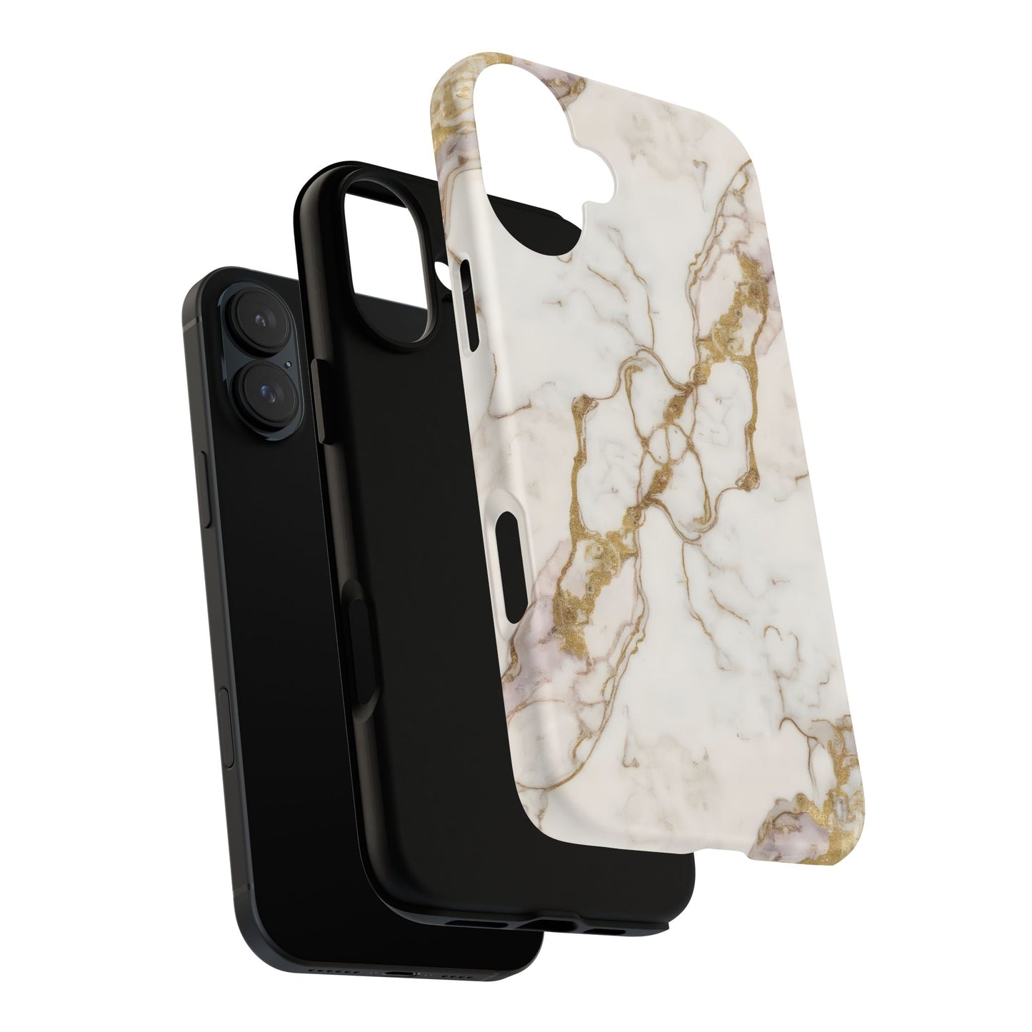 Elegant White and Gold Marble Case Design