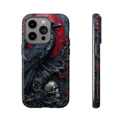 Gothic Sculpture Of Raven On Charcoal Tree Branch phone case design