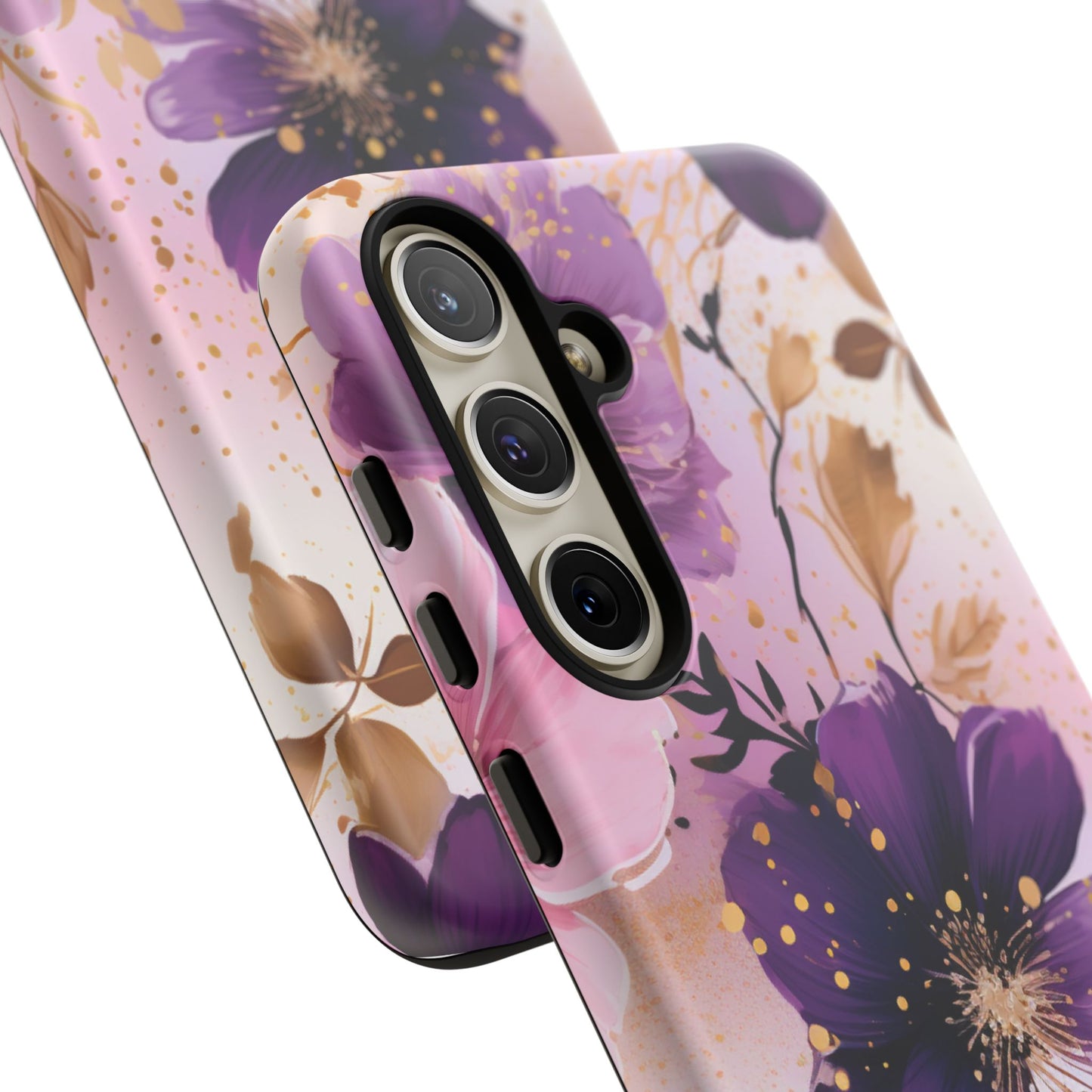 Luxury Purple & Gold Floral Aesthetic Mobile Case