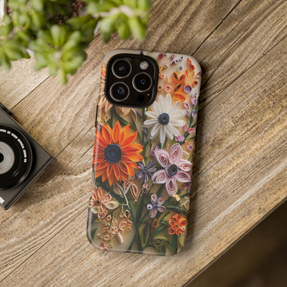 Intricate Quilled Floral Artwork In Vibrant Colors phone case design.