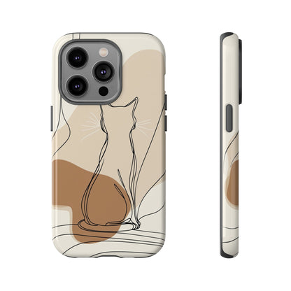 Minimalist Cat Silhouette: Elegant Line Art Phone Case for iPhone, Samsung & Pixel