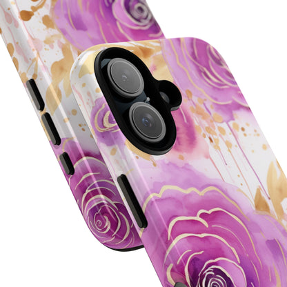 Elegant Purple-Gold Watercolor Rose Mobile Case