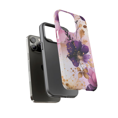 Luxury Purple & Gold Floral Aesthetic Mobile Case