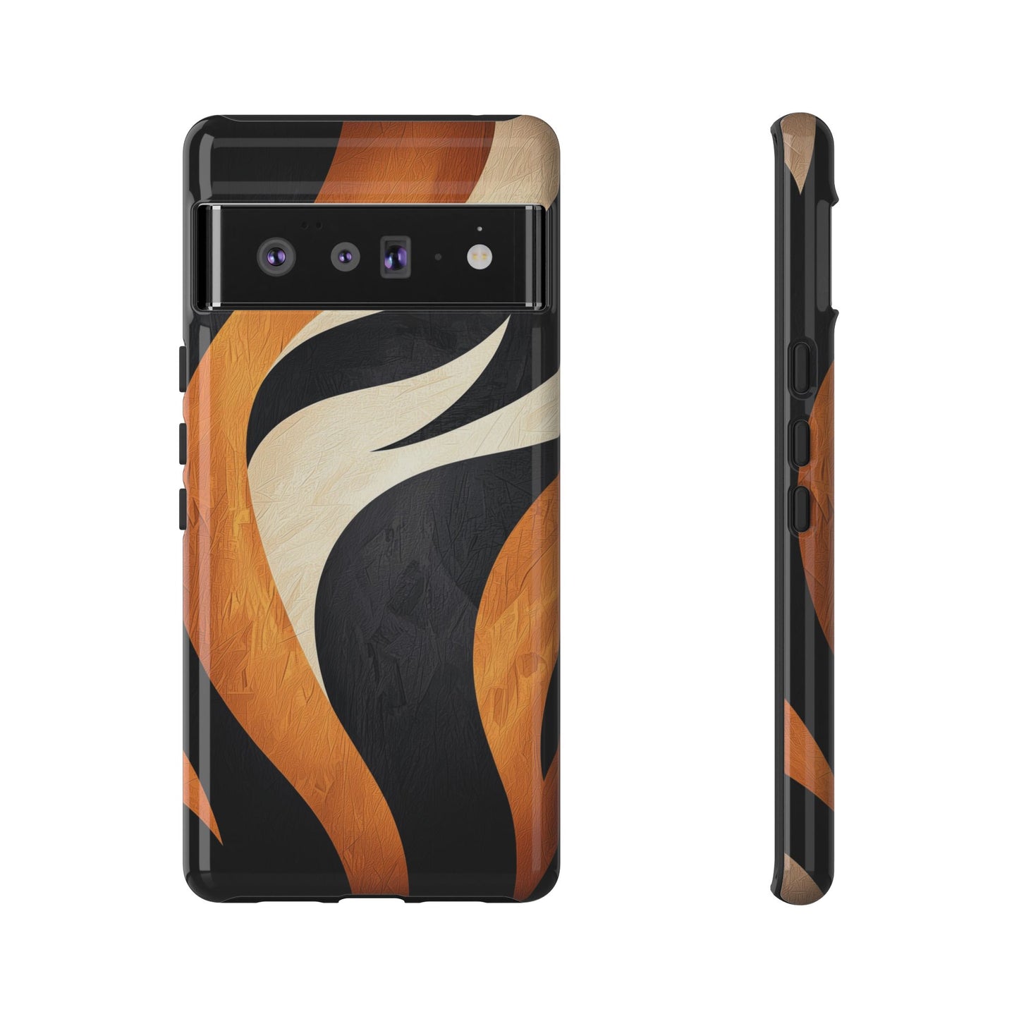 Bold Tiger Stripes Phone Case – Black, Orange & Cream for iPhone, Samsung & Google Pixel