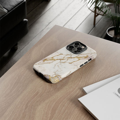 Elegant White and Gold Marble Case Design