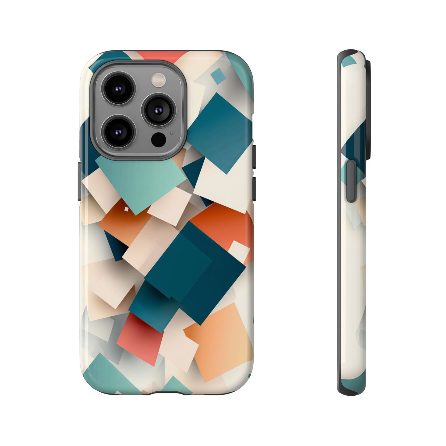 Geometric Cascade – Modern Abstract Blocks Phone Case – iPhone, Google Pixel, Samsung