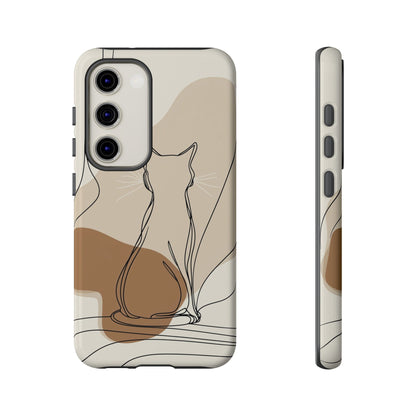 Minimalist Cat Silhouette: Elegant Line Art Phone Case for iPhone, Samsung & Pixel