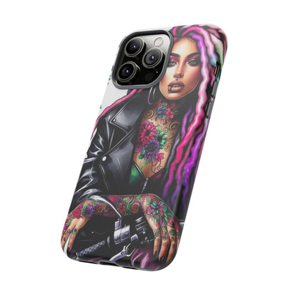 Neon Rebel – Vibrant Biker Queen Mobile Cover