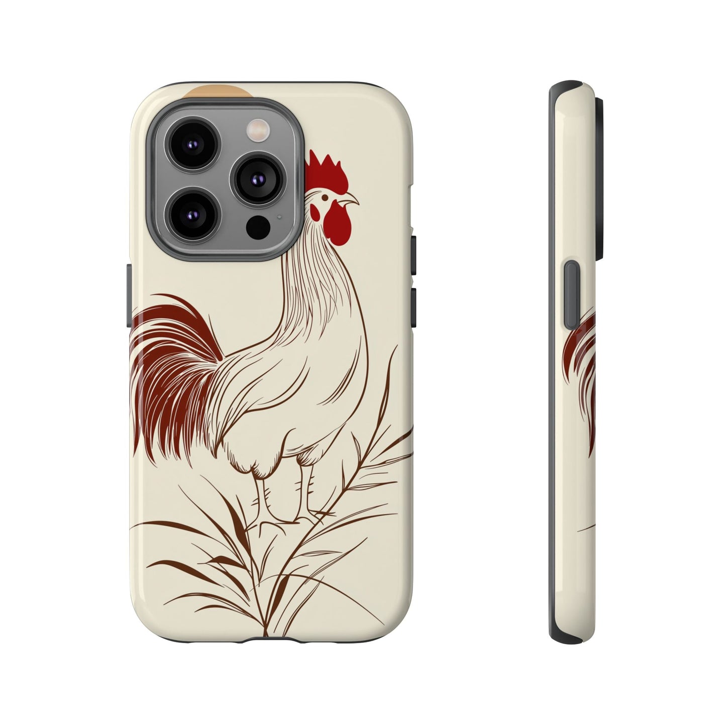 Golden Dawn Rooster: Minimalist Farmstead Charm Case for iPhone, Samsung & Pixel