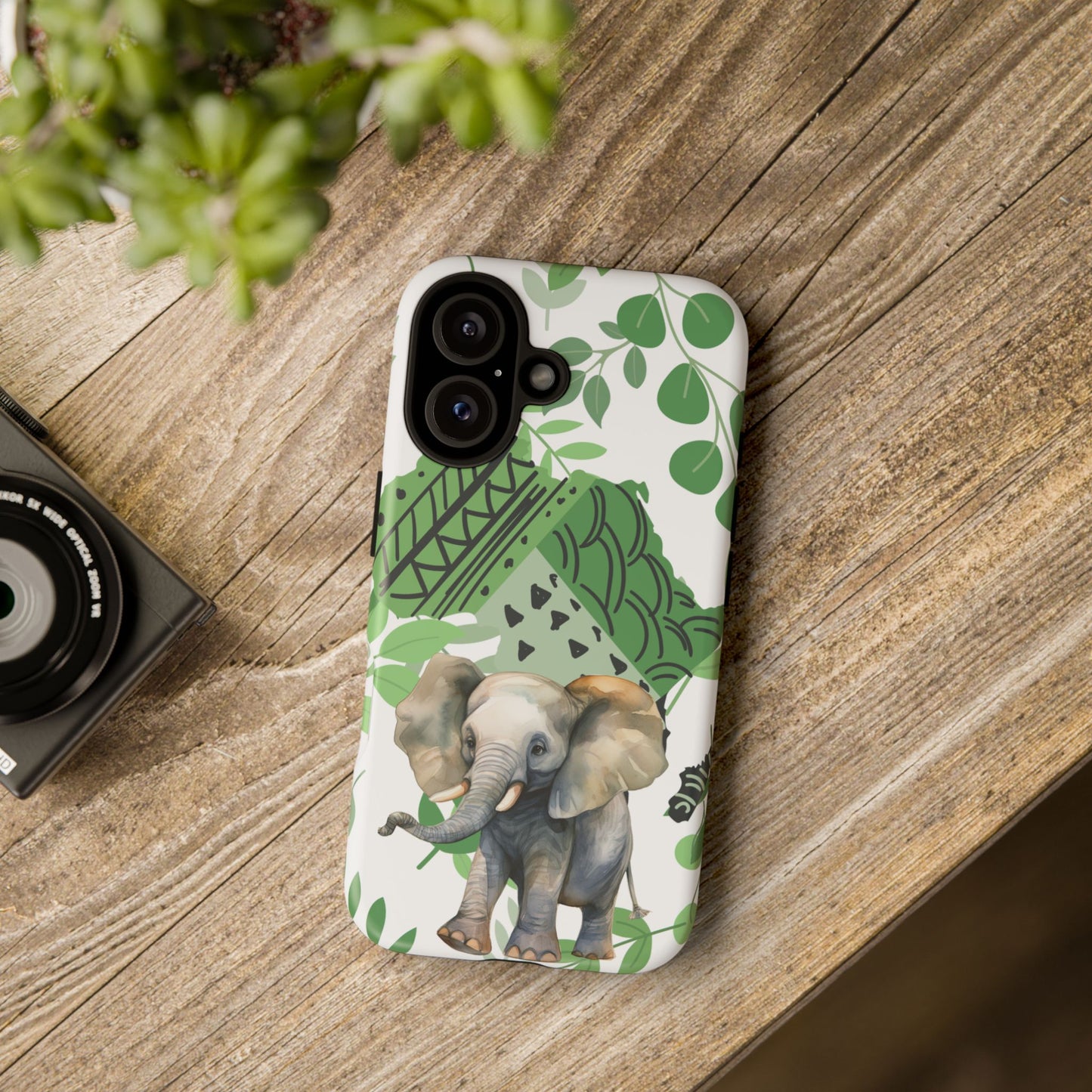 Playful Baby Elephant Mobile Cover – Tropical Boho Art