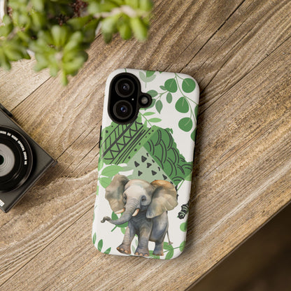 Playful Baby Elephant Mobile Cover – Tropical Boho Art