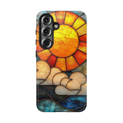 Modern Stained Glass Phone Case – Warm Tones & Abstract Landscape for iPhone, Samsung & Pixel