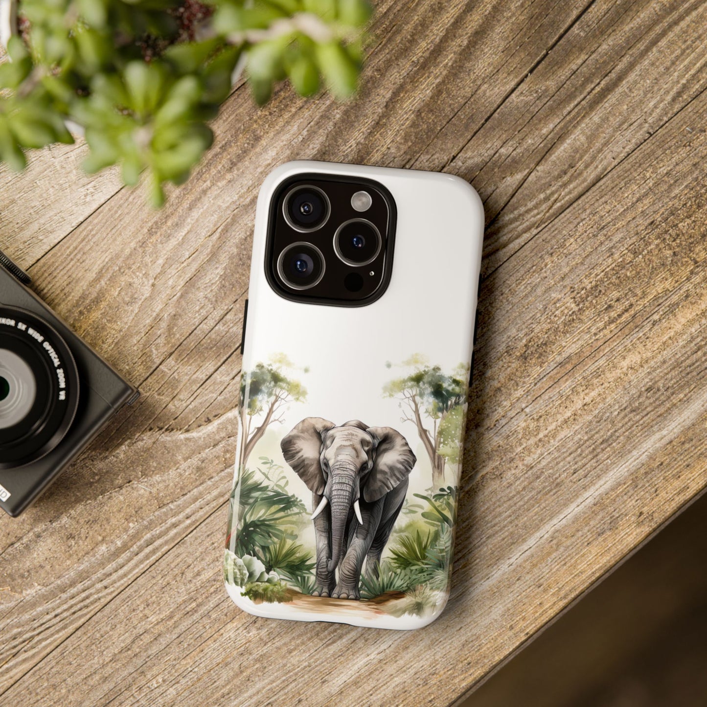Serene Jungle Elephant Mobile Cover – Watercolor Wildlife Design