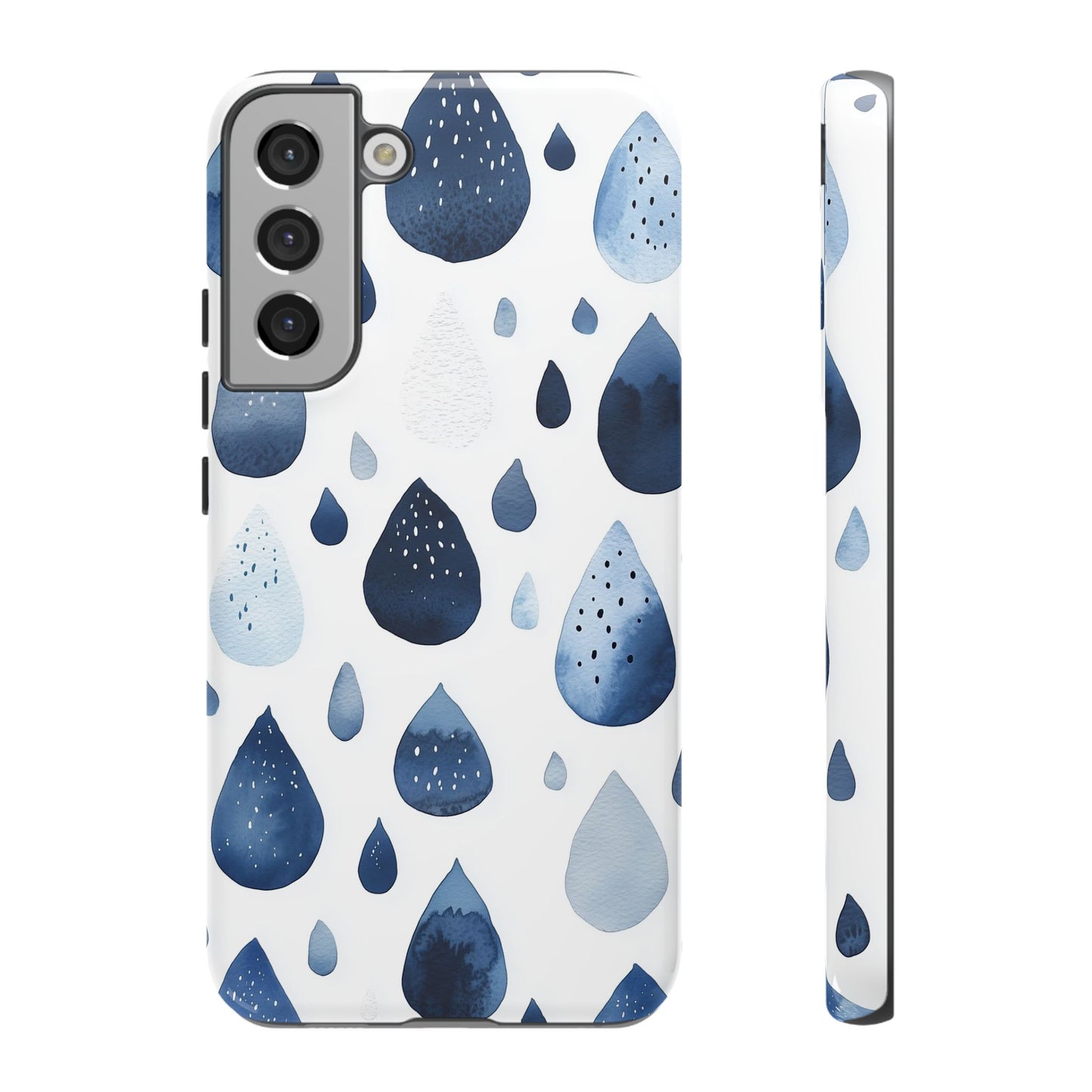Indigo Rain Drops Watercolor Phone Case for iPhone, google Pixel & Samsung
