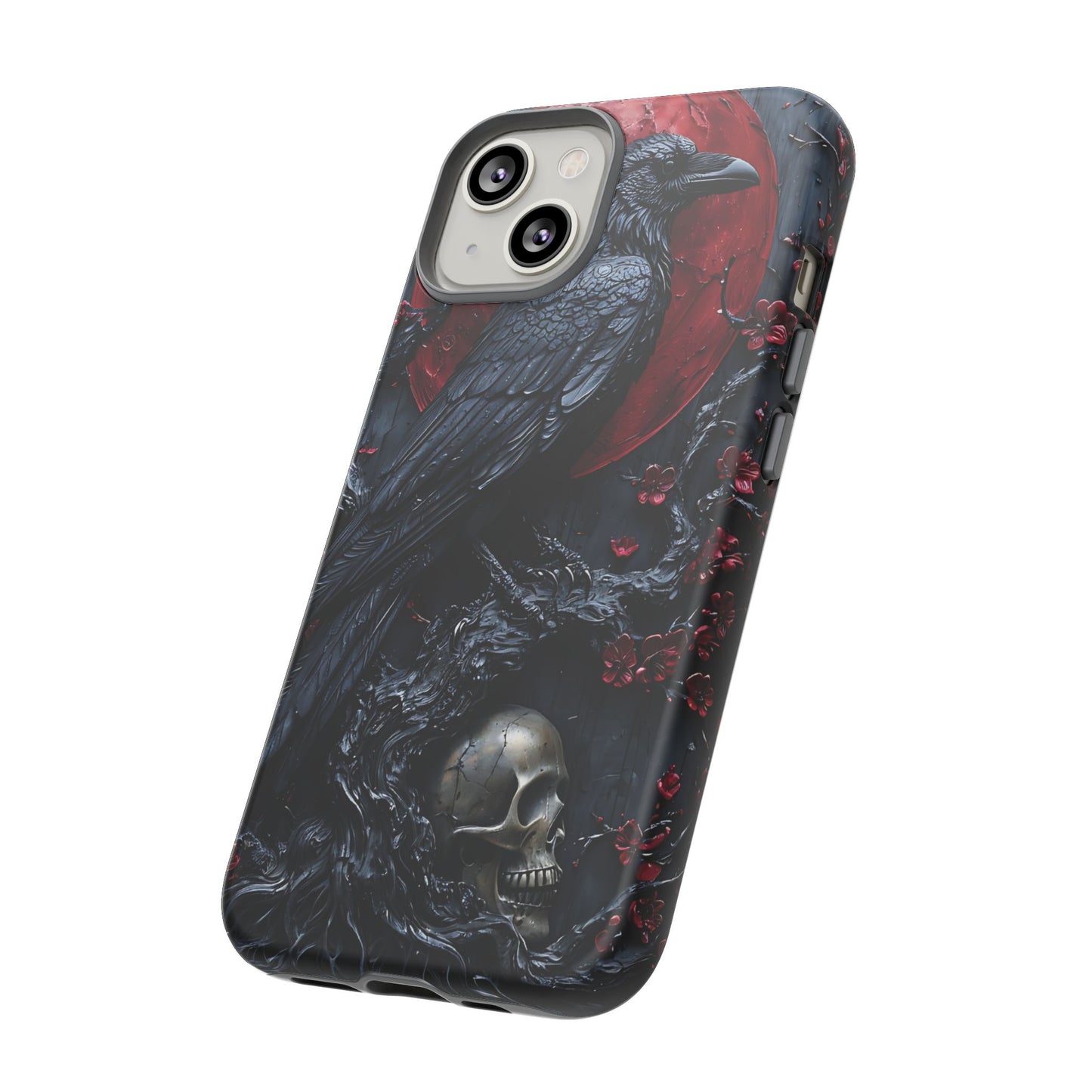 Gothic Sculpture Of Raven On Charcoal Tree Branch phone case design